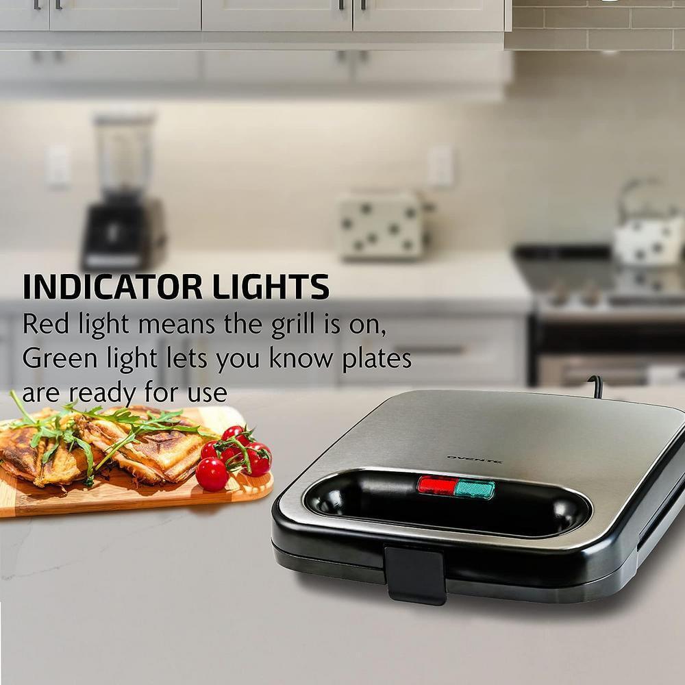 Electric Sandwich Maker, Non-Stick Plates, Indicator Lights, New-Black GPS401B