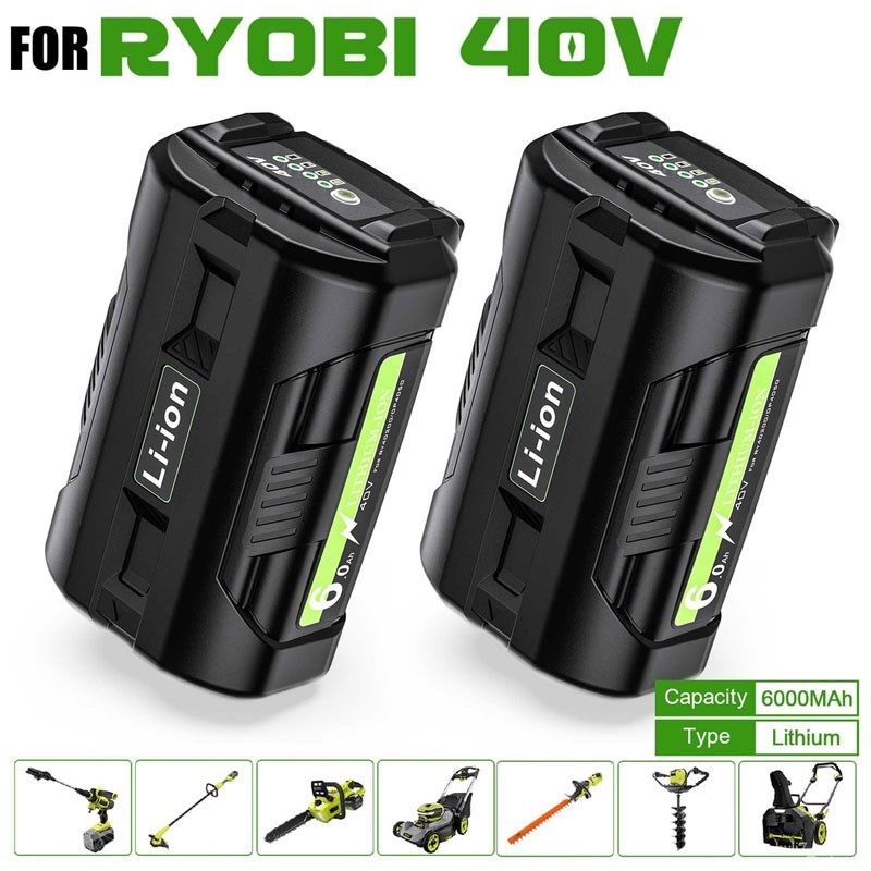 2PCS 8.0Ah 9.0AH For Ryobi 40V Battery Lithium OP4050 OP40602 OP4060 Tool