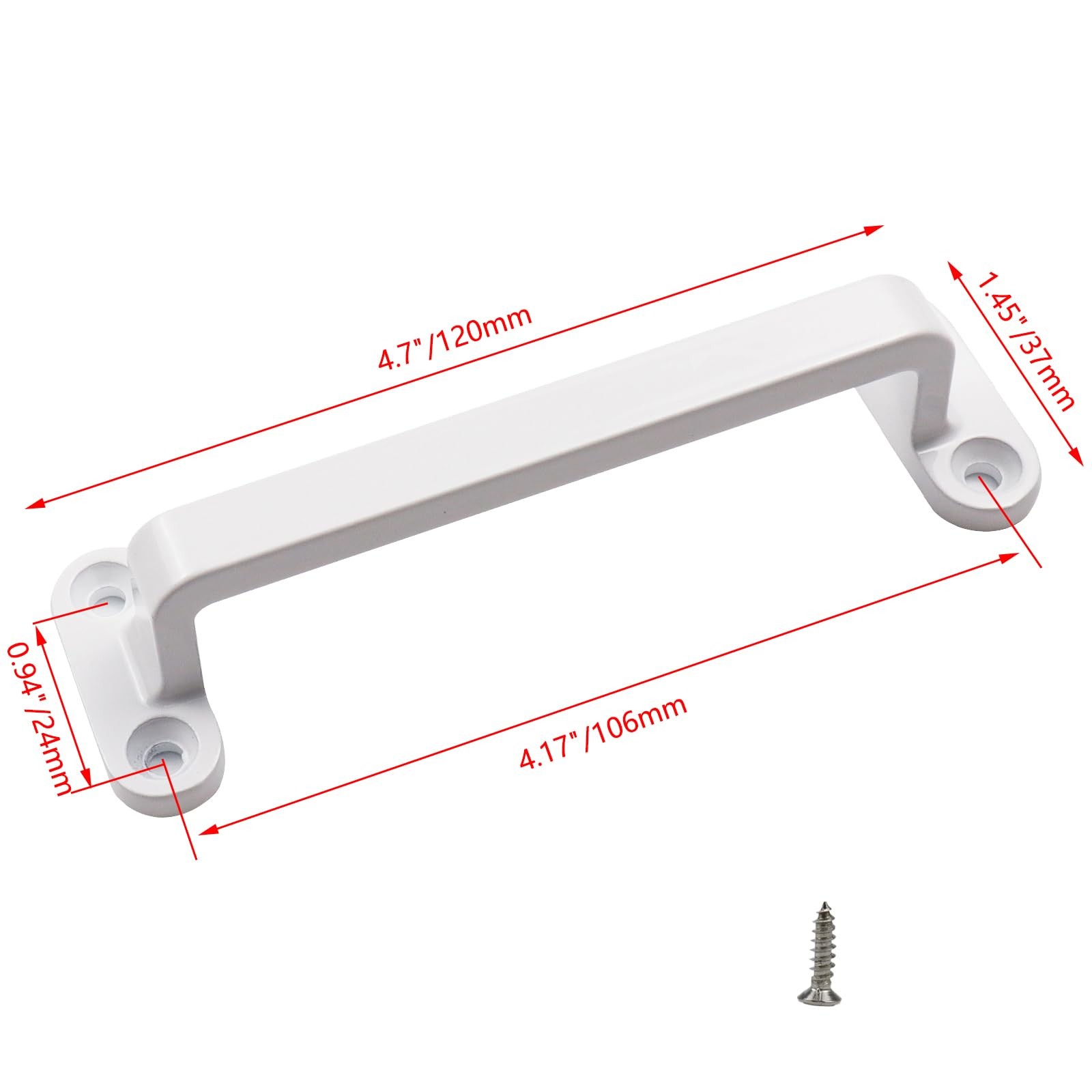 2 PCS Metal Gate Pulls Shed Door Handle Cabinet Drawer White 4.17 Inch