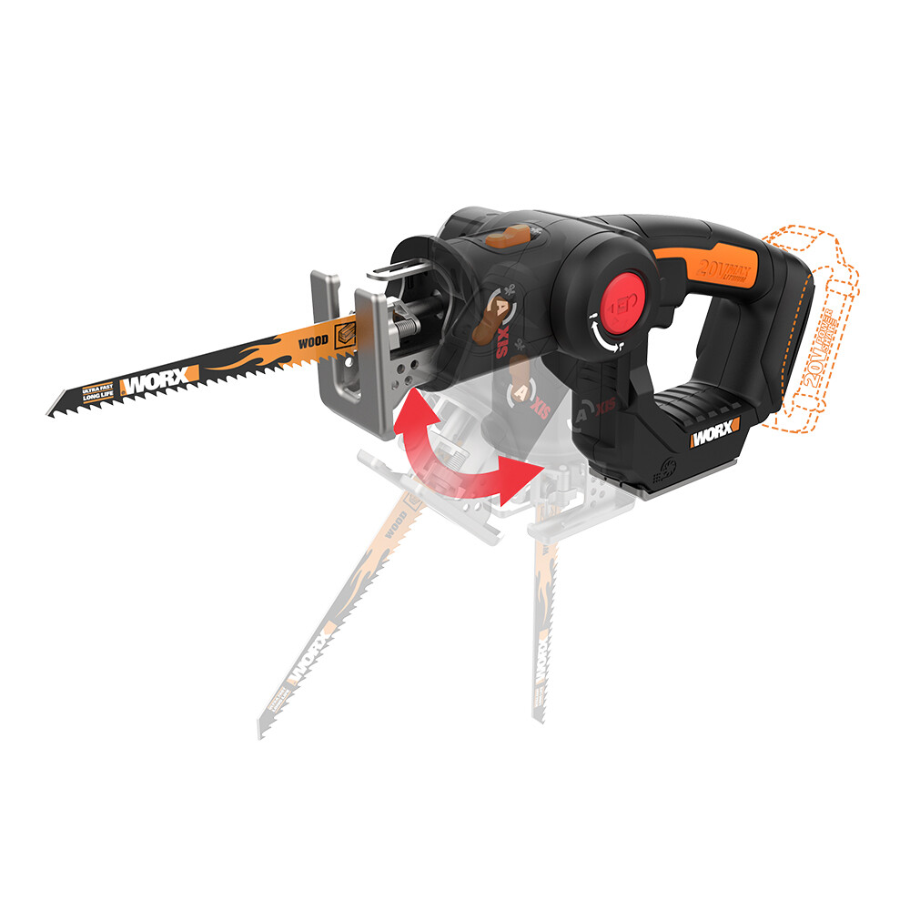 WX550L.9 Worx Axis 20V Reciprocating & Jig Saw -Tool Only (No Battery/Charger)