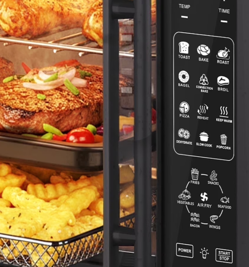 25 QT French Door Air Fryer Toaster Oven Combo Bake Broil Roast Digital Controls