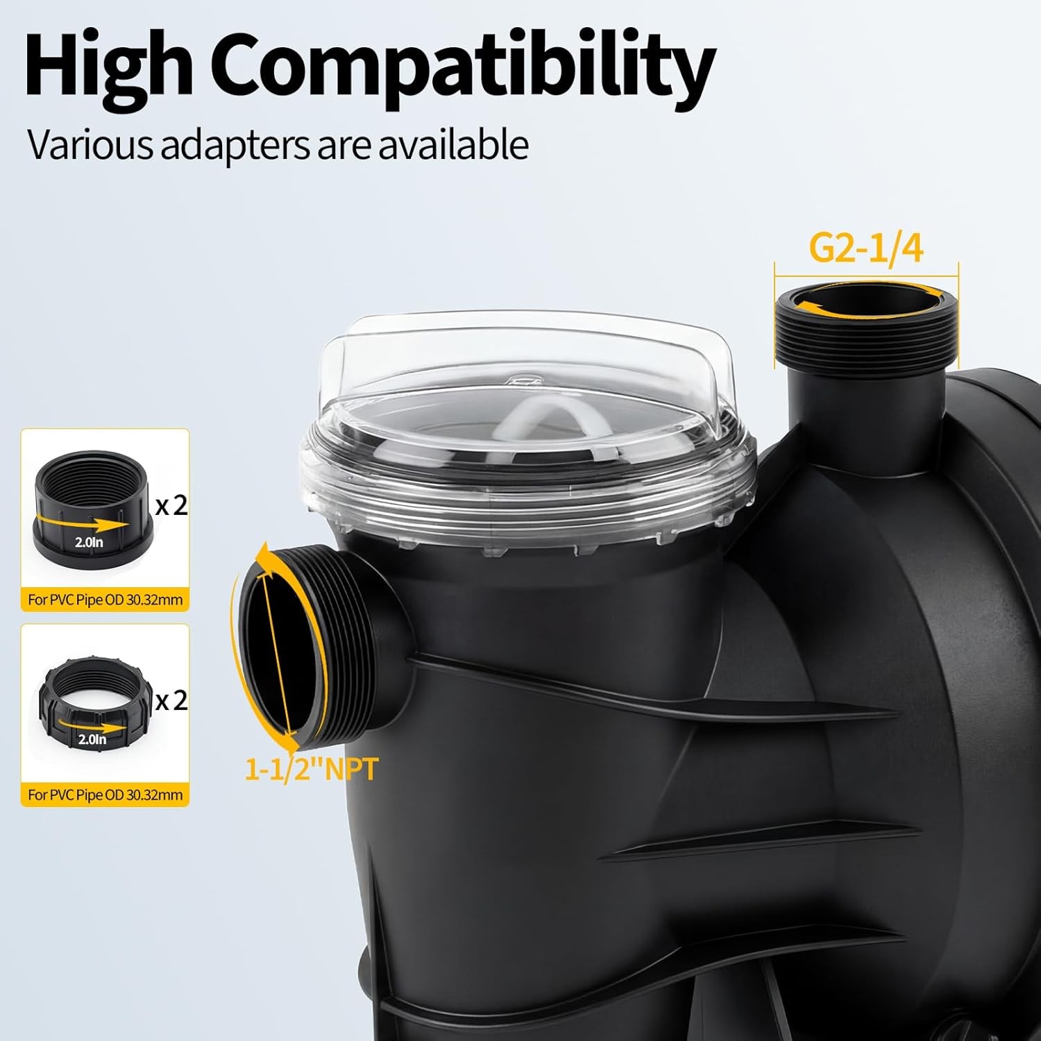 0.75/1.1/1.5 HP Swimming Pool Pump In/Above Ground With Strainer Filter Basket