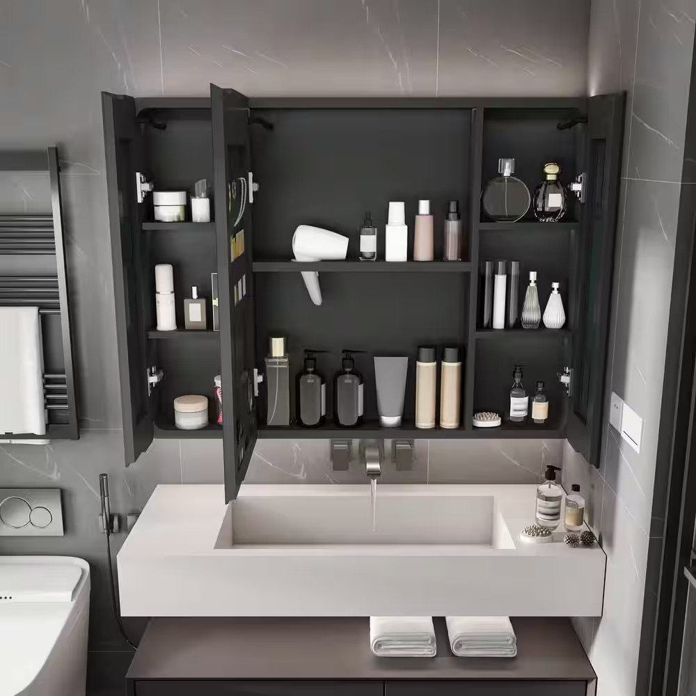 35 In. W X 28 In. H Rectangular Aluminum Medicine Cabinet with Mirror,3 Colors L