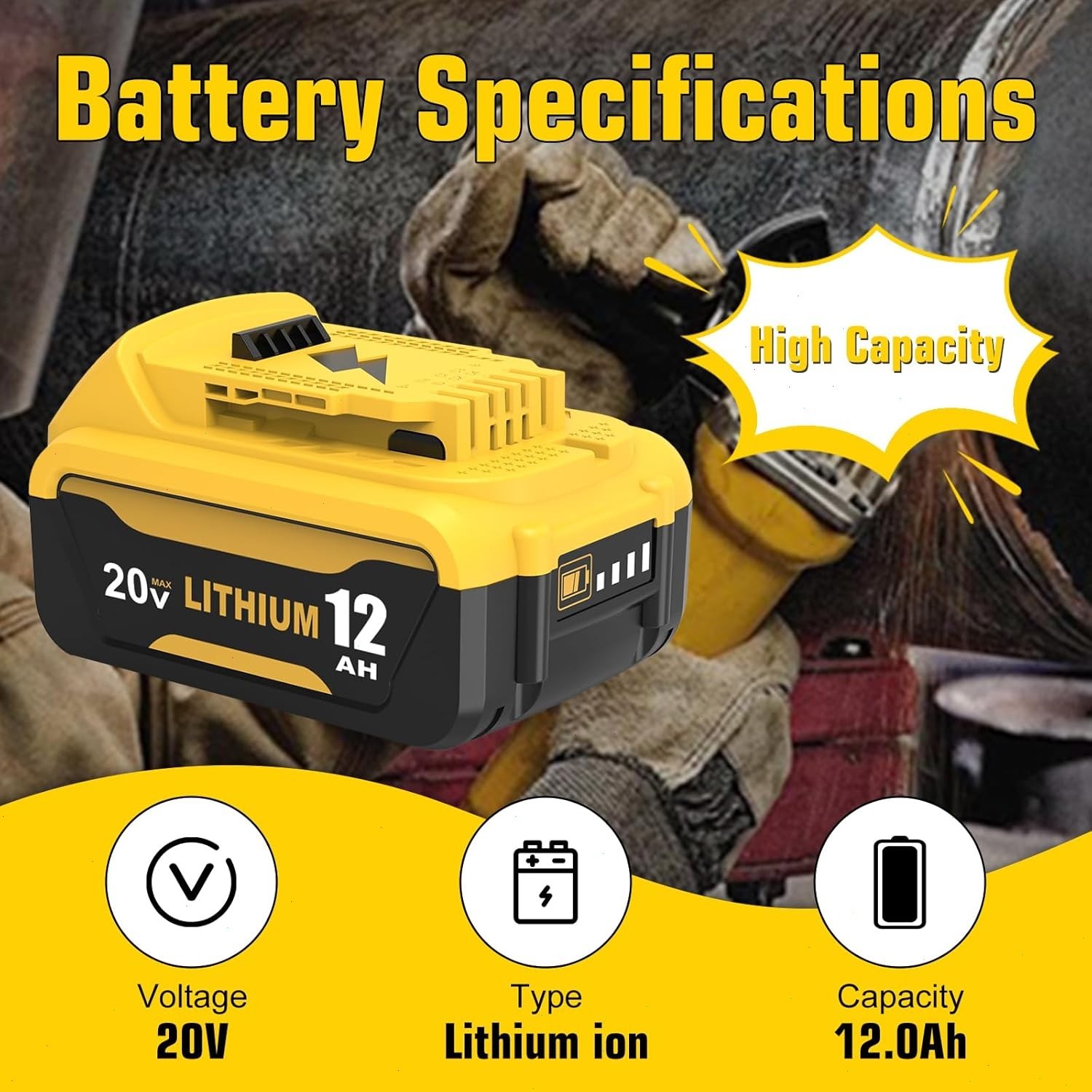 2Pack 12.0AH For DeWalt 20V 20 Volt Max XR Lithium Ion Battery DCB206-2 DCB205-2