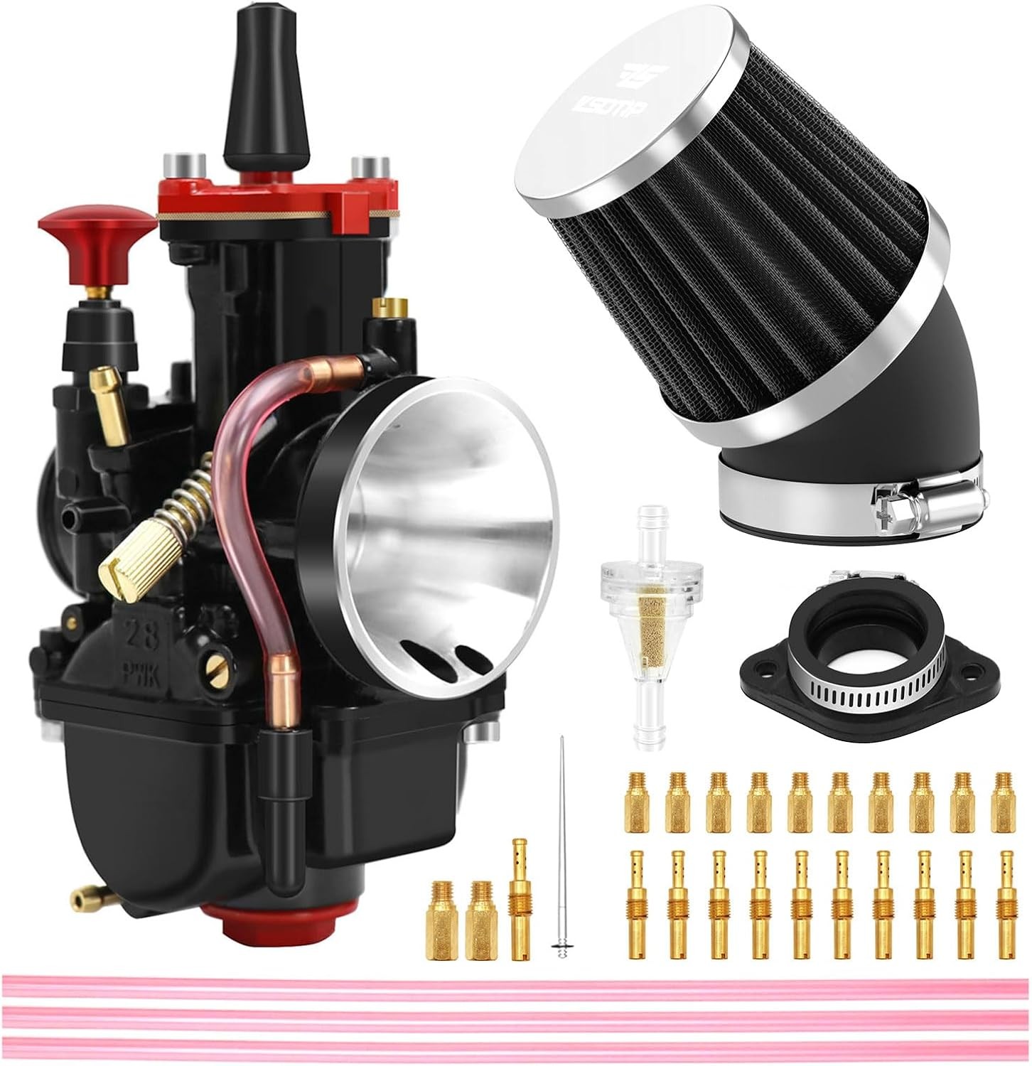 PWK 26mm Carburetor Racing Carb Kits with Air Filter 10pcs Main Jets