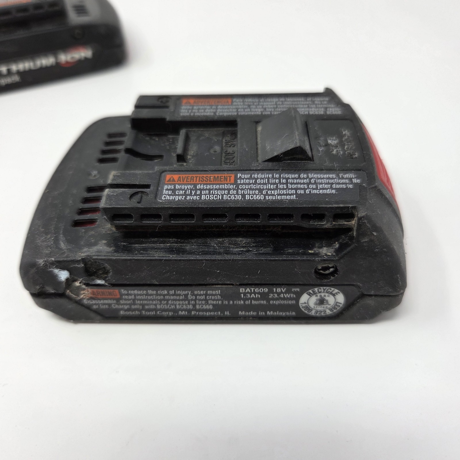 3x Bosch Litheon Slim Pack 18V 1.3Ah Battery Model Bat609 Batteries Only
