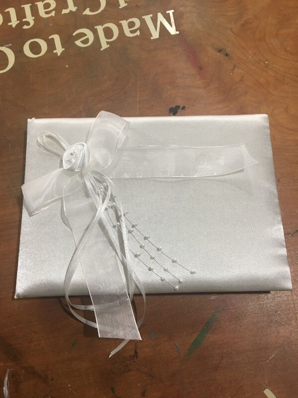 WEDDING GUEST BOOK SATIN IVORY 56 PAGES 8.5 IN X 6 IN NEW IN BOX
