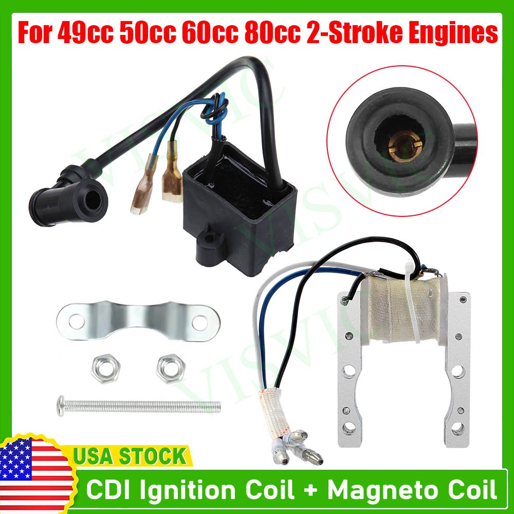 Magneto CDI Ignition Coil For 49cc-50cc 60cc 66cc 80cc Motorized Motor Bike