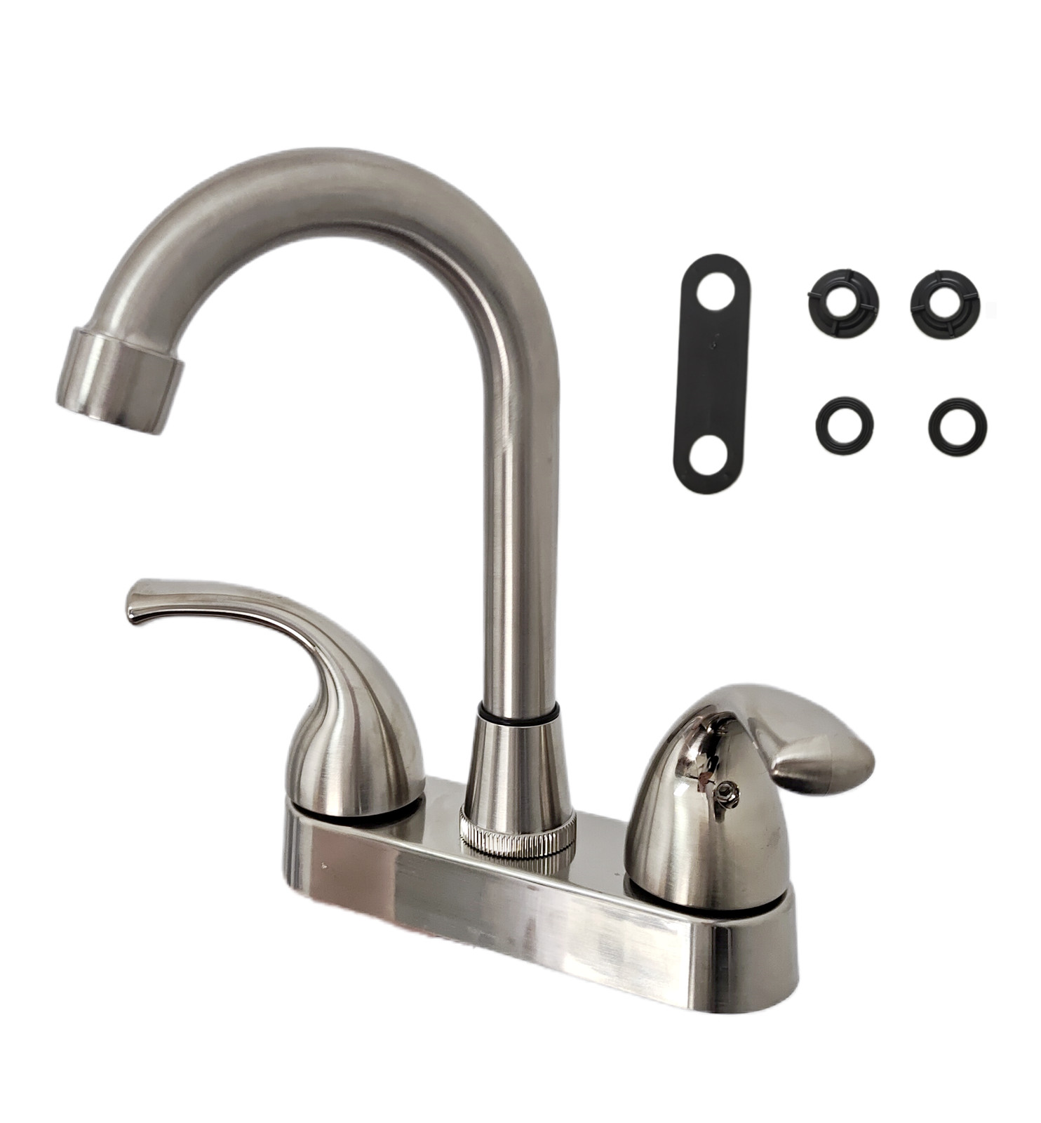 4Inch Brushed Nicke RV Bathroom Sink Faucet Mixer Top Double Handle Plastic US
