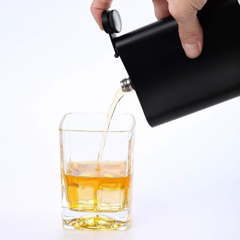 HOLY WATER, 8oz Stainless Steel Black Hip Flask for Liquor, Leakproof with Fu…