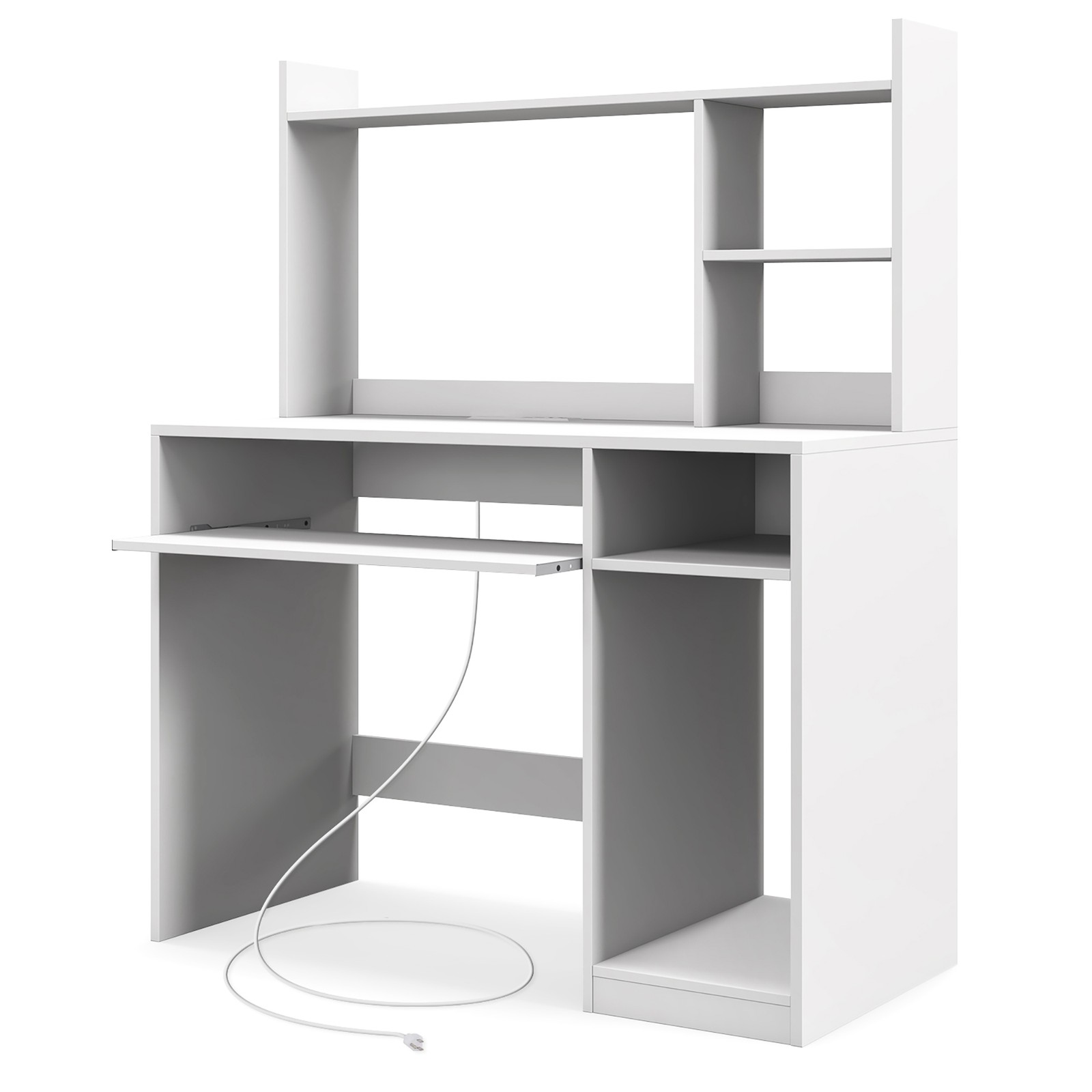 Computer Desk Hutch Home Office Study Writing Table w/ Bookshelf Keyboard Tray