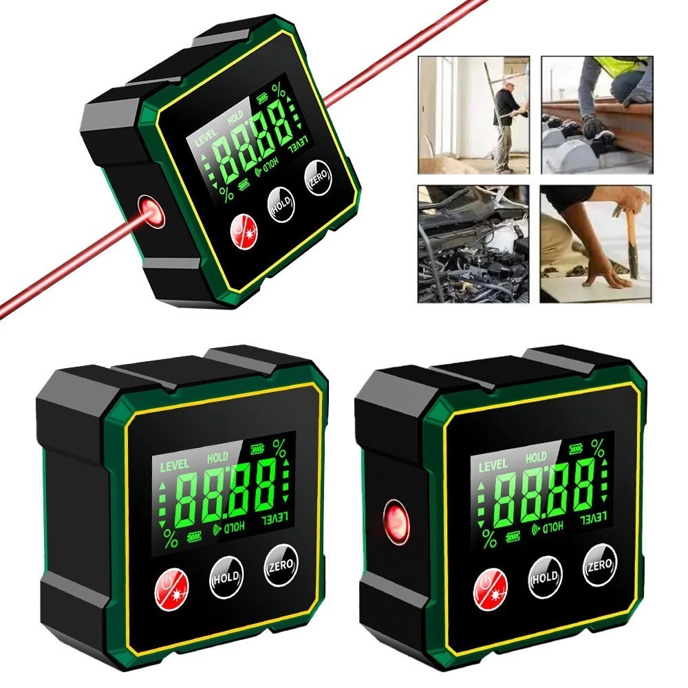 Digital Angle Finder with Electronic Laser 4-side Strong Magnetic Angle Gauge