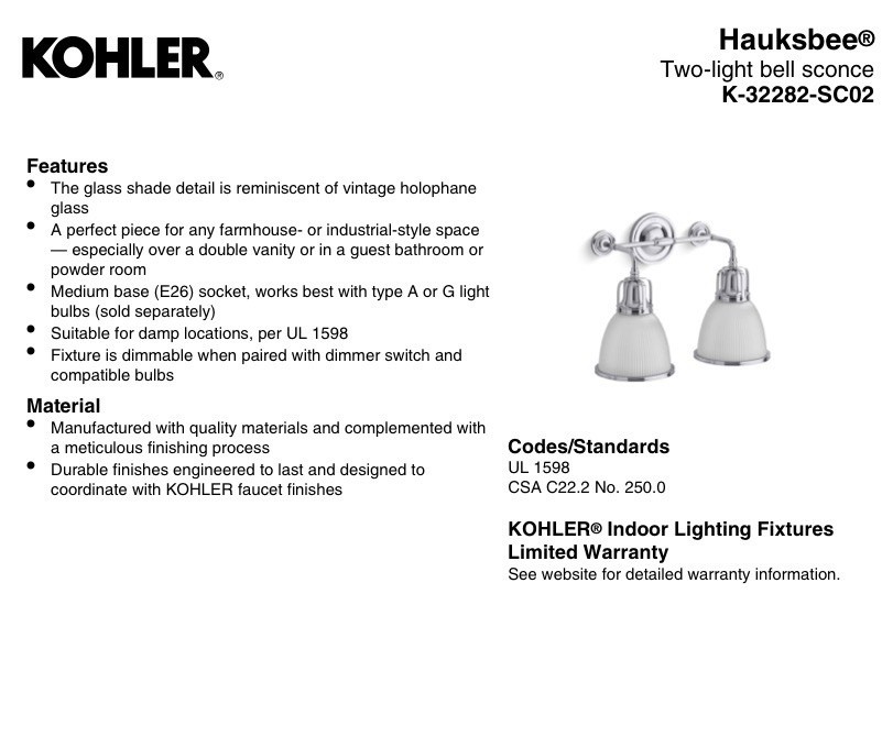 Kohler Hauksbee 2-Light Bell Wall Sconce Polished Nickel K-32282-SNL