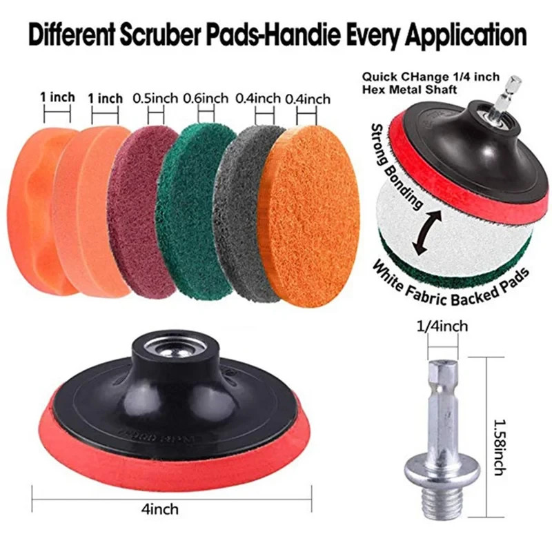 24PCS Drill Brush Cleaning Kit Power Scrubber Tile Grout Bathroom Cleaner