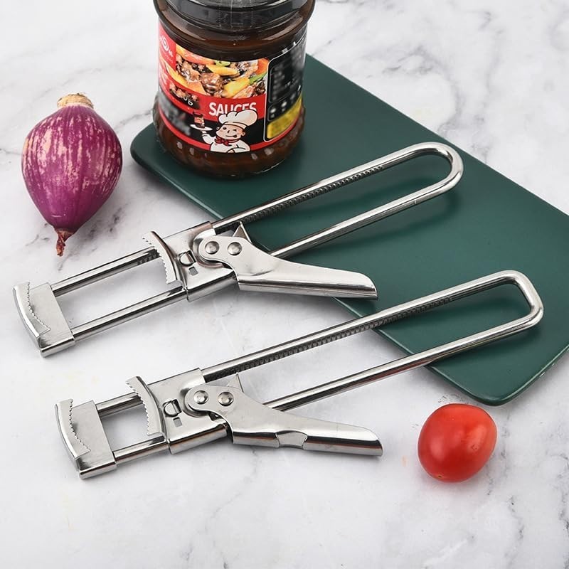 Adjustable Jar Lid Opener Stainless Steel Can Opener for Weak Hands Kitchen