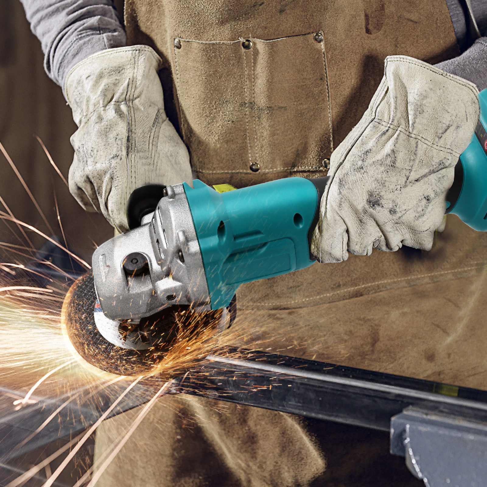 4″ Brushless Cordless Angle Grinder Kit With 2x 21V-1300mAh Batteries, Charger,