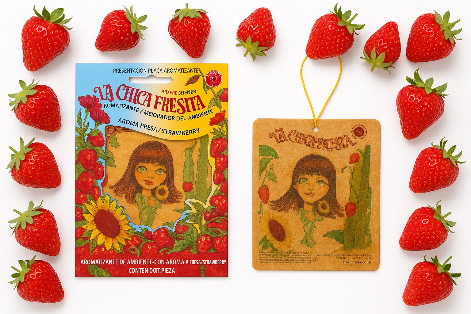 5 Pack Mexico La Chica Fresita Air Freshener – Strawberry, 🇲🇽oem