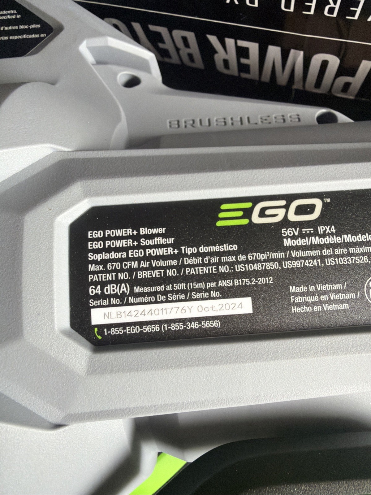 EGO Power+ 56V Leaf Blower 670 CFM TOOL ONLY No Battery Or Charger Used