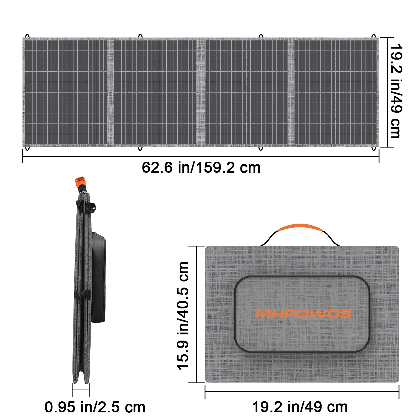 MHPOWOS Folding Solar Panel 100W 200W High Efficiency for Bluetti Elite 30 v2