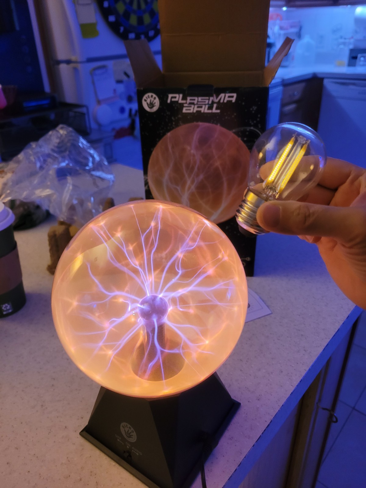 7.5 ” Orange Plug In Plasma Ball Touch Sensitive With 1 Bulb Wireless Light Up