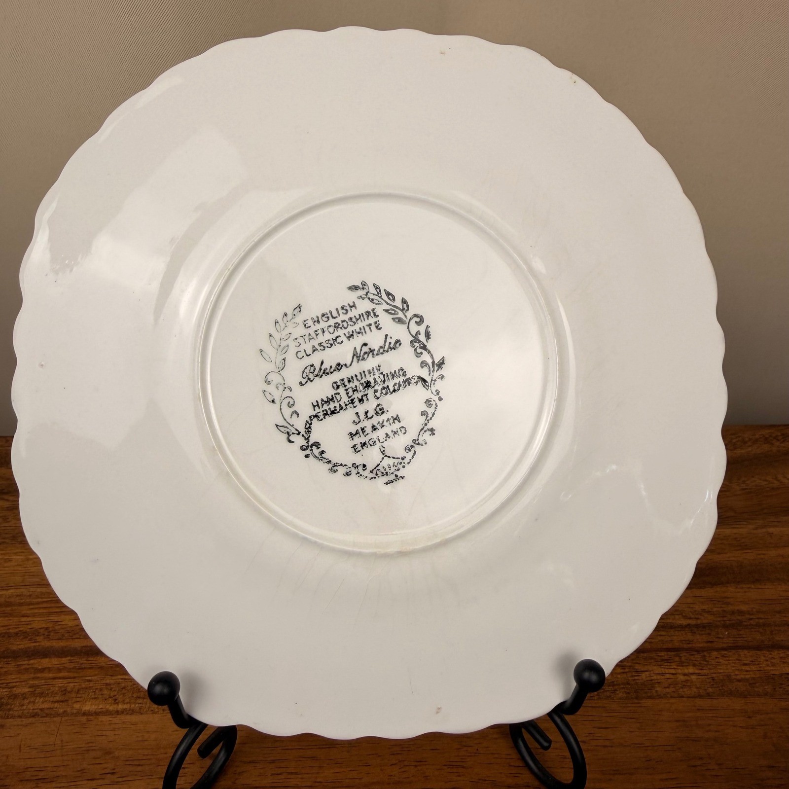 J&G Meakin Blue Nordic Plates Set of 4 Staffordshire Blue Onion Scalloped 7.5in