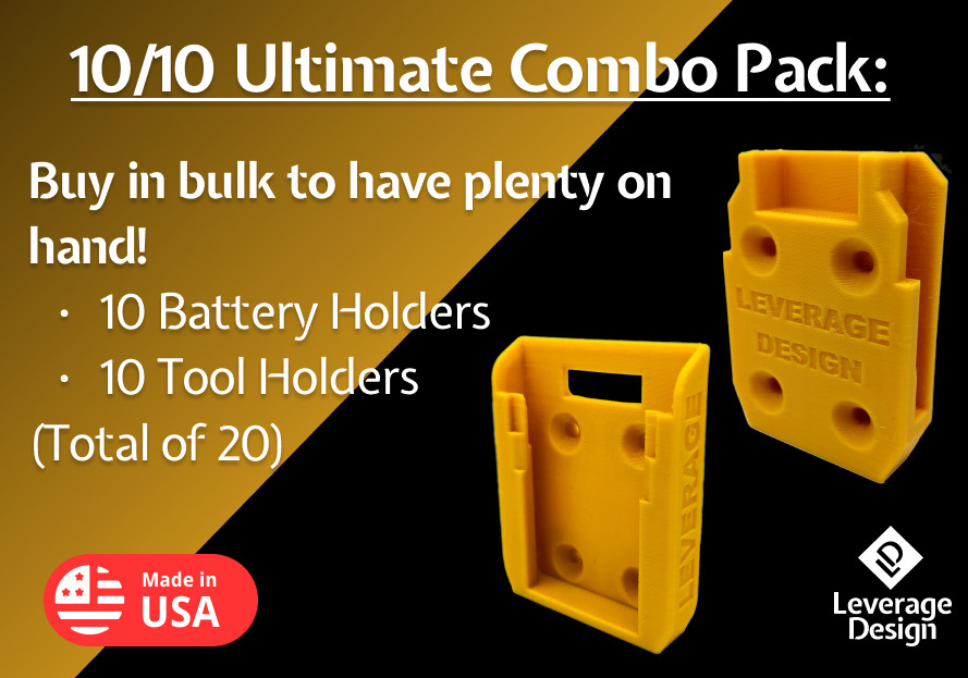 10 / 10 Combo Pack DeWALT 20V 60V Tool & Battery Mounts/Holders – BEST FIT!