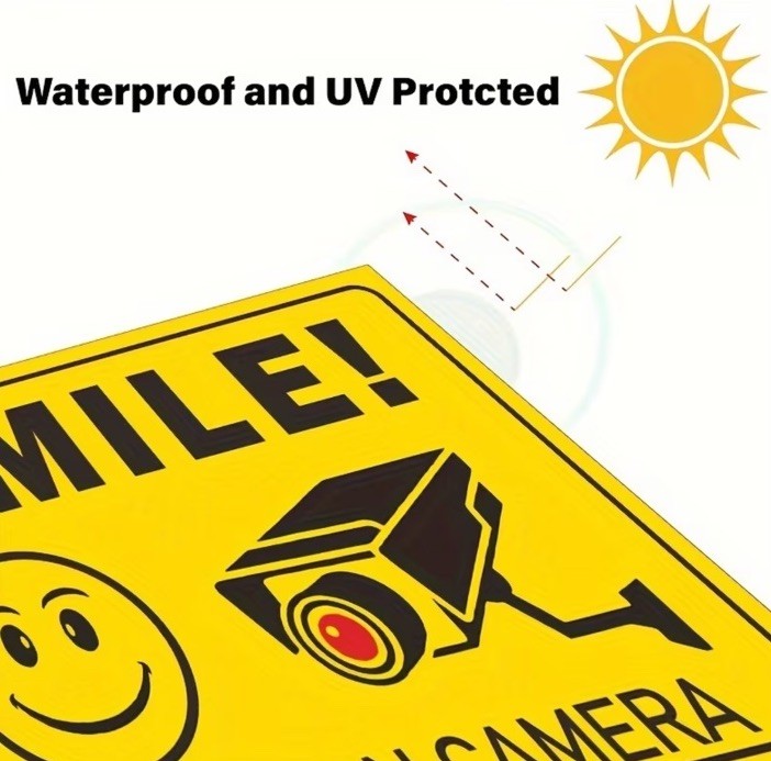 2 Pc Smile You’re on Camera Sign 10X7 Inch Funny Security Signs with Smile Decal