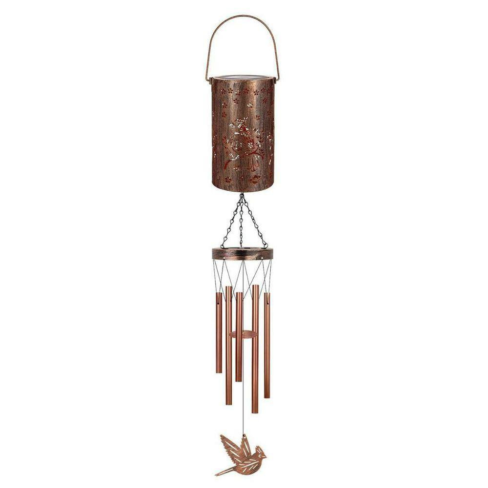 35 In. Metal Cardinal Wind Chimes for Outside