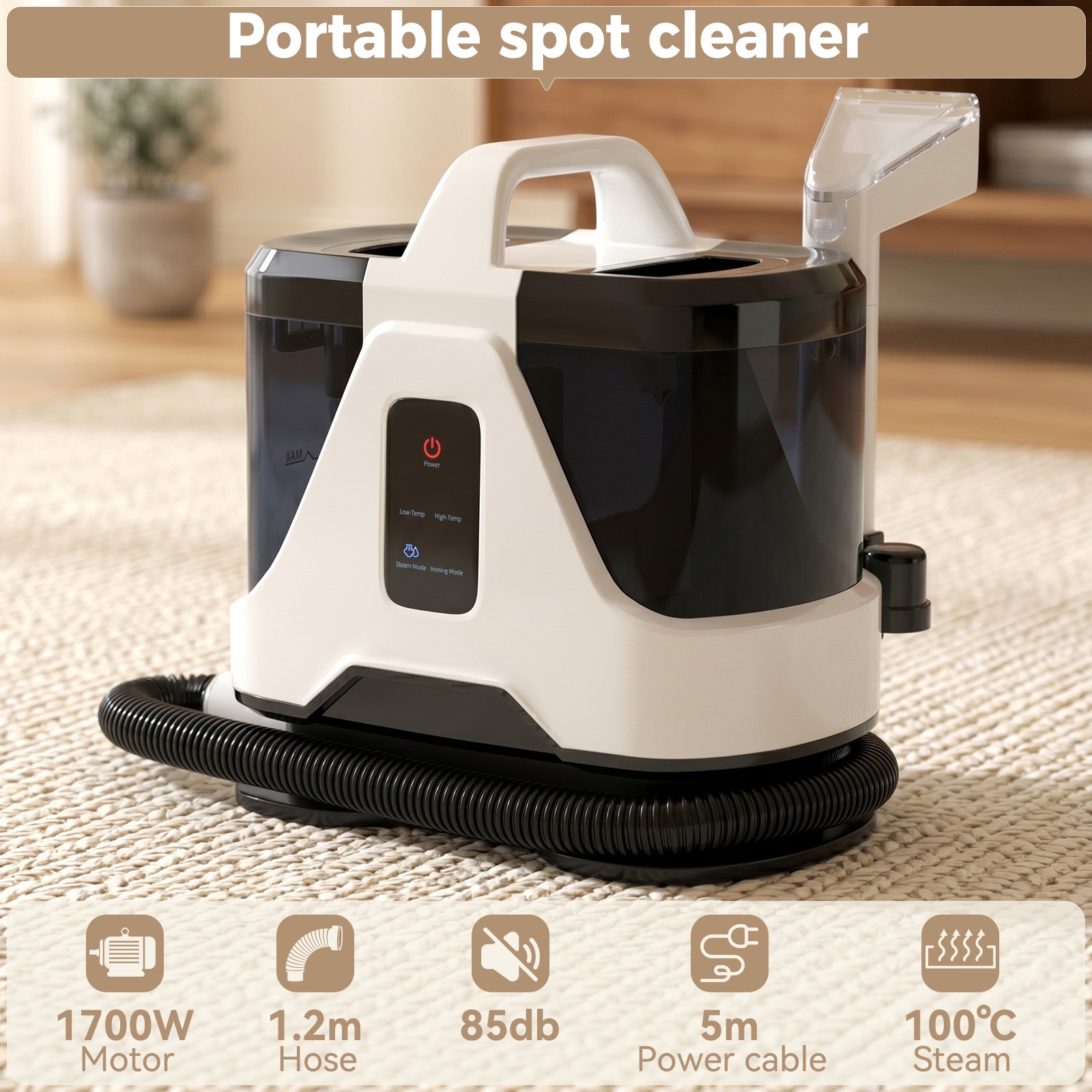 1700W High Power Steam Cleaner Portable Carpet and Upholstery Stain Remover A7
