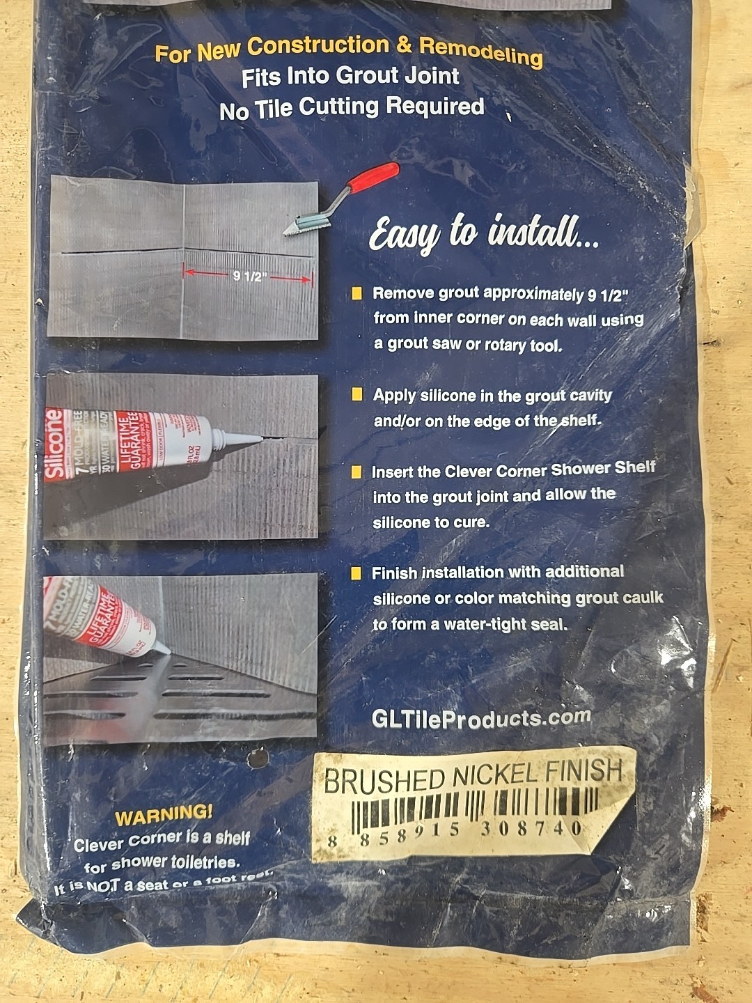 Great Lakes Tile Products Clever Corner Grout Joint Corner Shelf