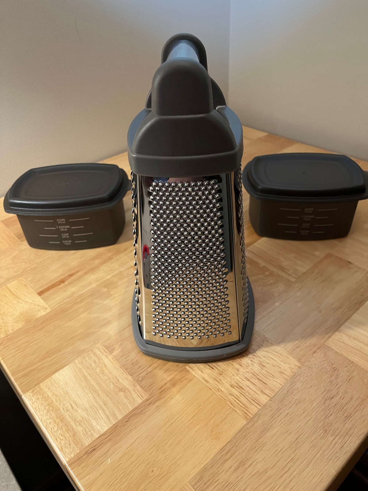 KitchenAid Box Grater with 2 Catch Bins and Lids~K54757~Gloss Gray~Brand New