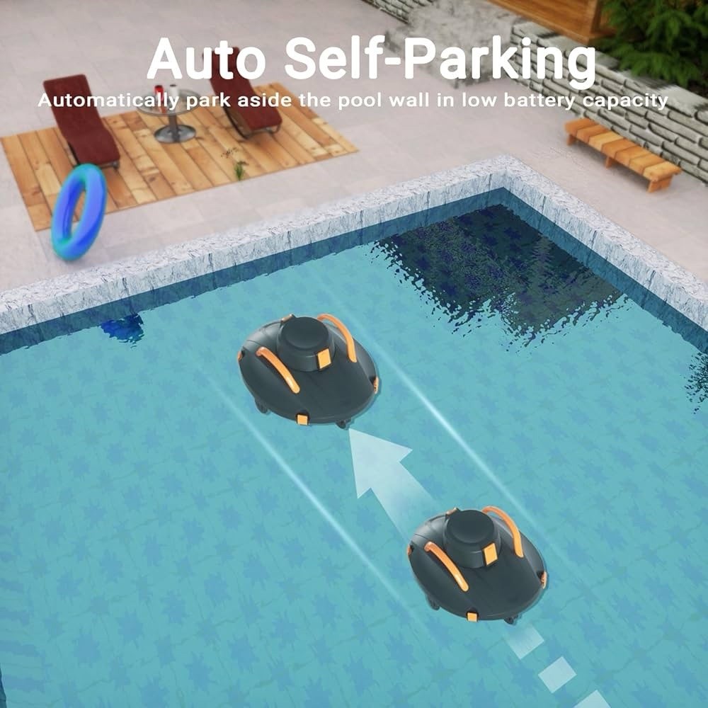 Cordless Robotic Pool Cleaner, Lasts 120 Min, Smart Sensor, Automatic Vacuum
