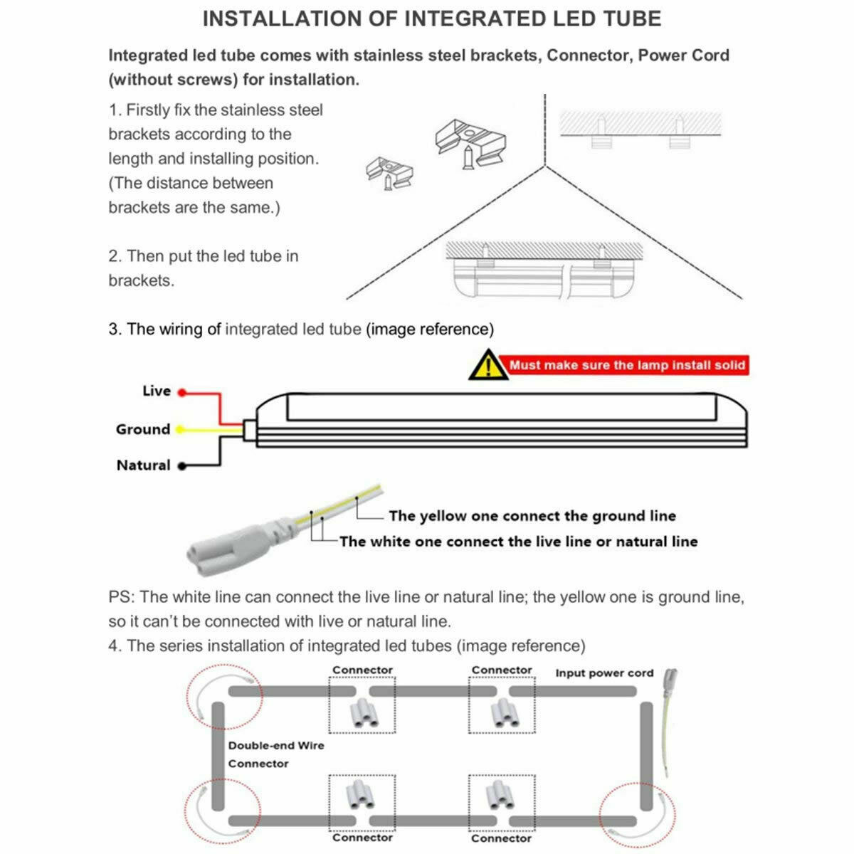 T8 2FT 4FT 8FT LED Shop Light Fixture 20W-120W LED Tube Light 6000K Linkable 36W