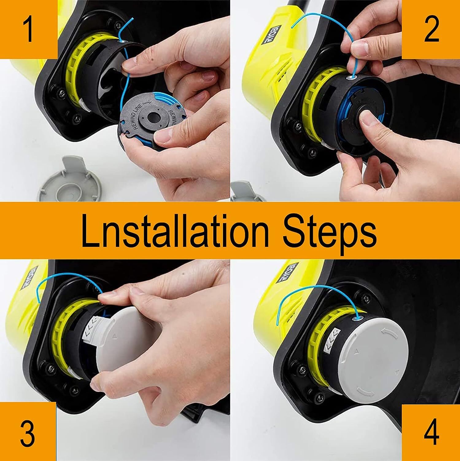 3-10Pcs String Trimmer Spool Lines For Ryobi One+ 18V 24V 40V Weed Eater w/ Caps