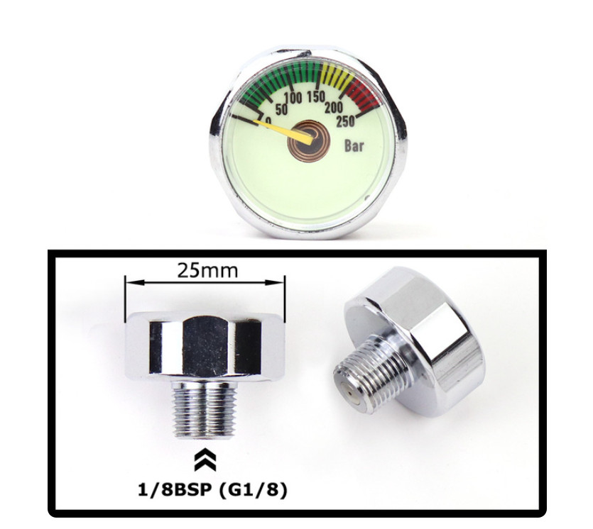 PCP Air Mini Micro Pressure Gauge Manometre Manometer 1/8BSP(G1/8) 1/8NPT M10 M8