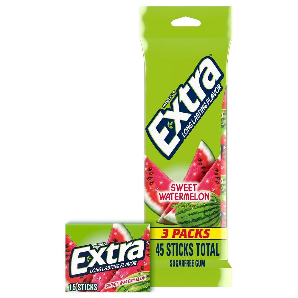 Sugar-Free Watermelon Chewing Gum, 15 Count (3 Pack) – Fresh Flavor