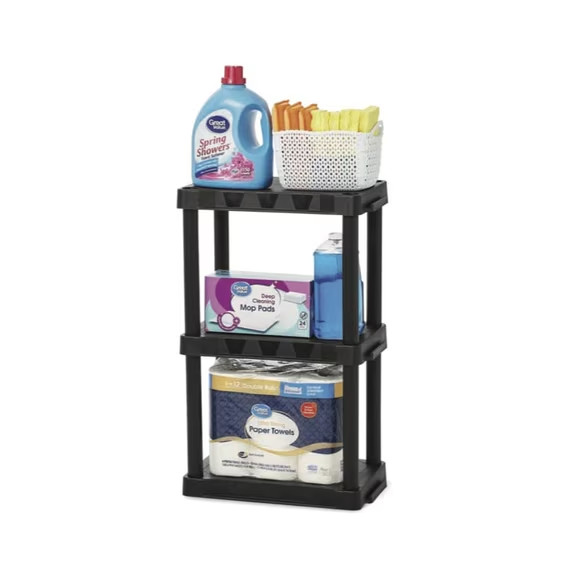 Hyper Tough 3 Shelf Plastic Shelving Unit 12″ (D) x 20.07″ (W) x 32″ (H), Black