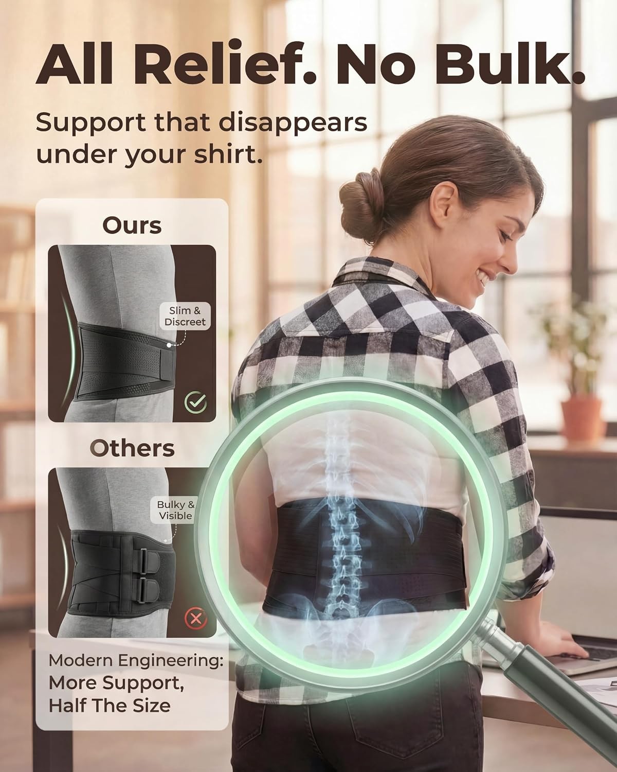 Sparthos Back Brace for Women & Men, Sciatica, Lower Back Pain – Black-S
