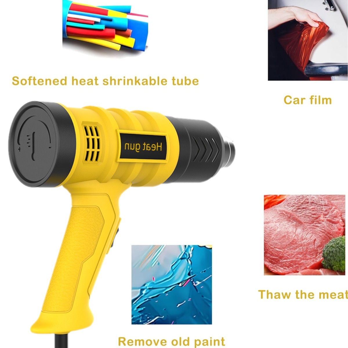 2000W Heat Gun Electric Hot Air Gun Stepless Temperature Heater 4 Nozzles Tool