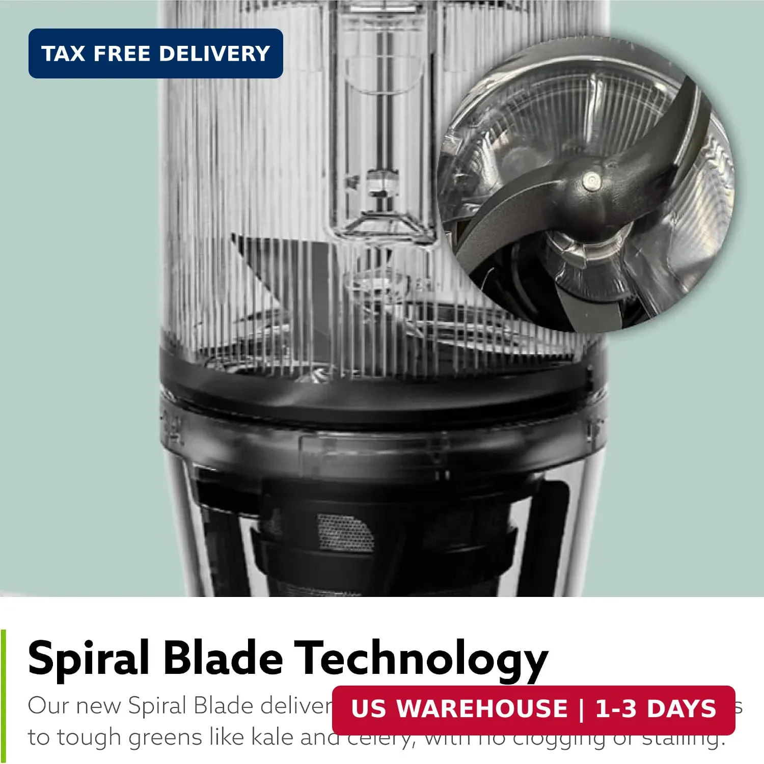 Hurom H80 Cold Press Juicer Machine – Kale – Dishwasher-Safe Parts, Spiral Blade