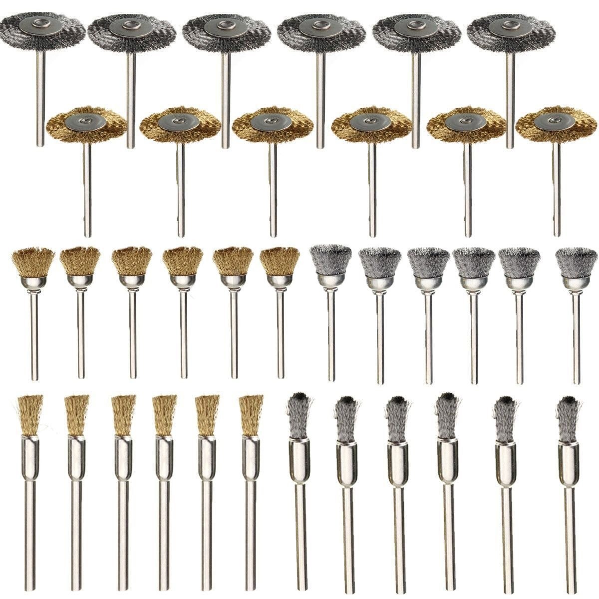 Alloy Steel Wire Brush Polishing Wheels Set – 36 Pcs for Metal & Wood Finishing