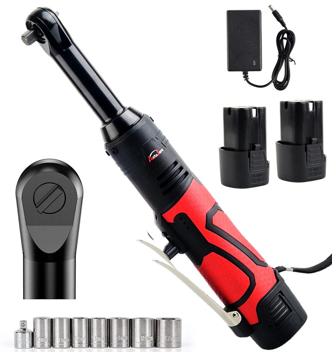 3/8″ Electric Ratchet Wrench 60 Ft-lb Extended Wrench with 2 Batery & Charger