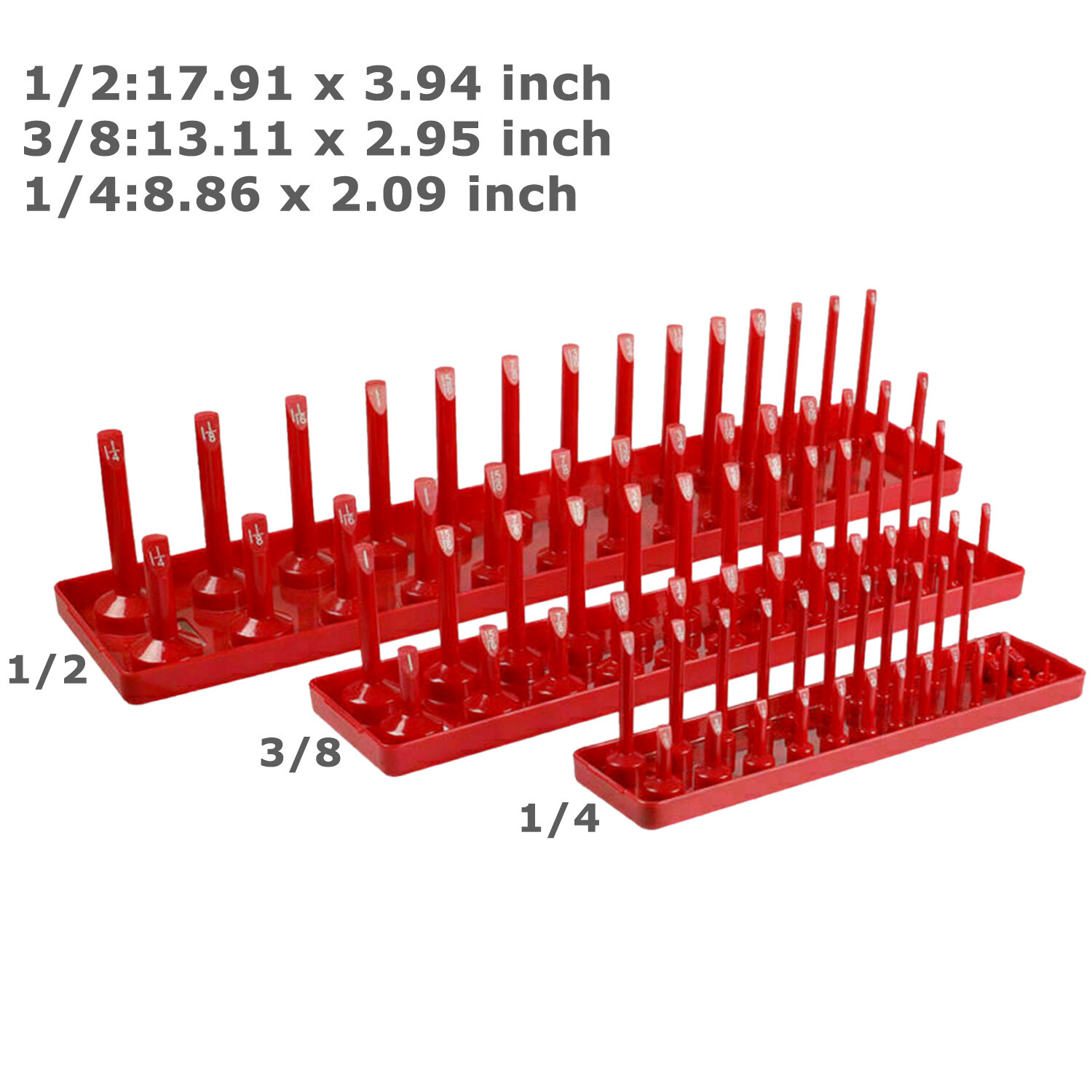 6PCS Socket Organizer Tray Set Hold 90 Metric&76 SAE Socket 1/4″ 3/8″ 1/2″ Drive