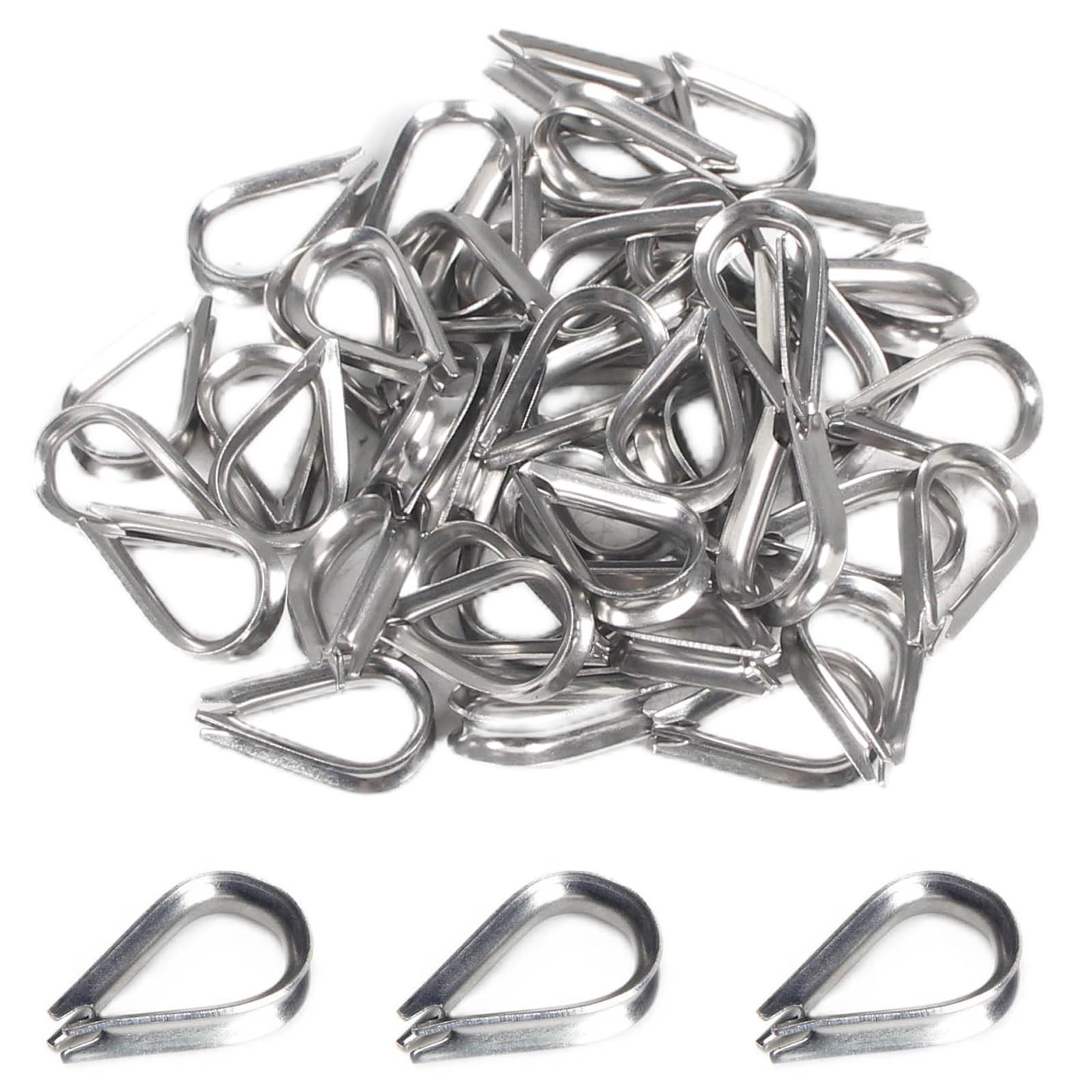 50 Pcs 1/8″ M3 Stainless Steel Wire Rope Thimbles for Cable Rope Thimble Rigg…
