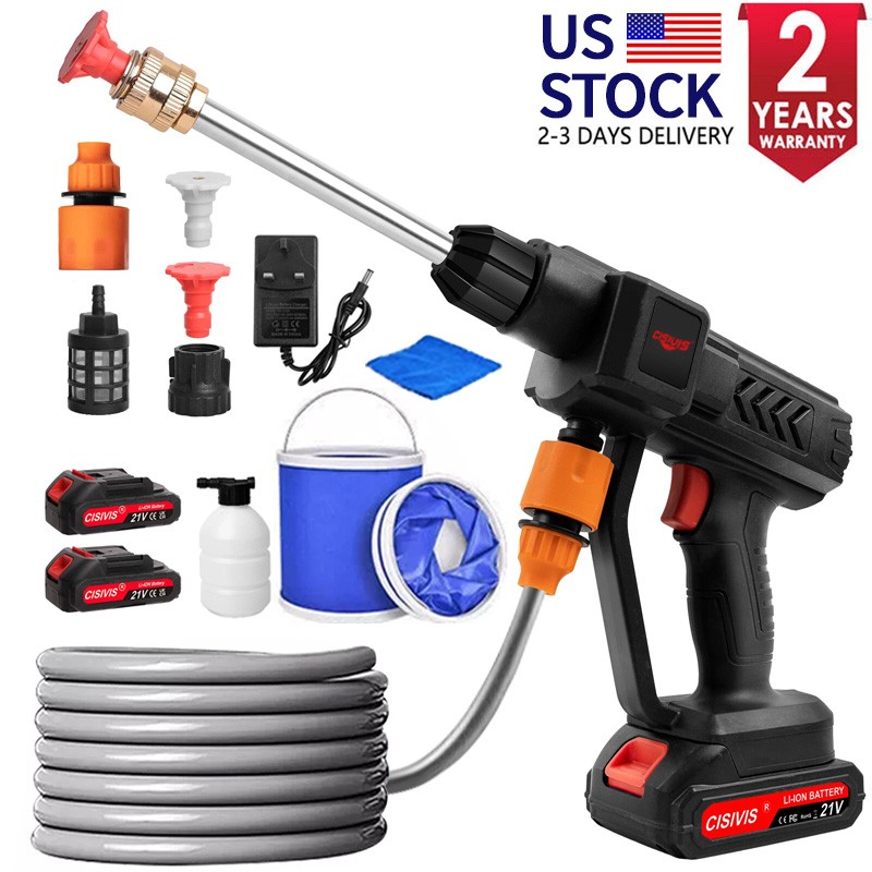 Portable Cordless Electric High Pressure Water Spray Gun Car Washer Cleaner Tool