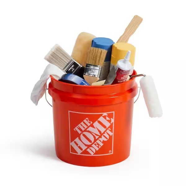 3 Qty 2 Gallon Orange Paint Buckets Heavy Duty Plastic Mixing Pail w Handle