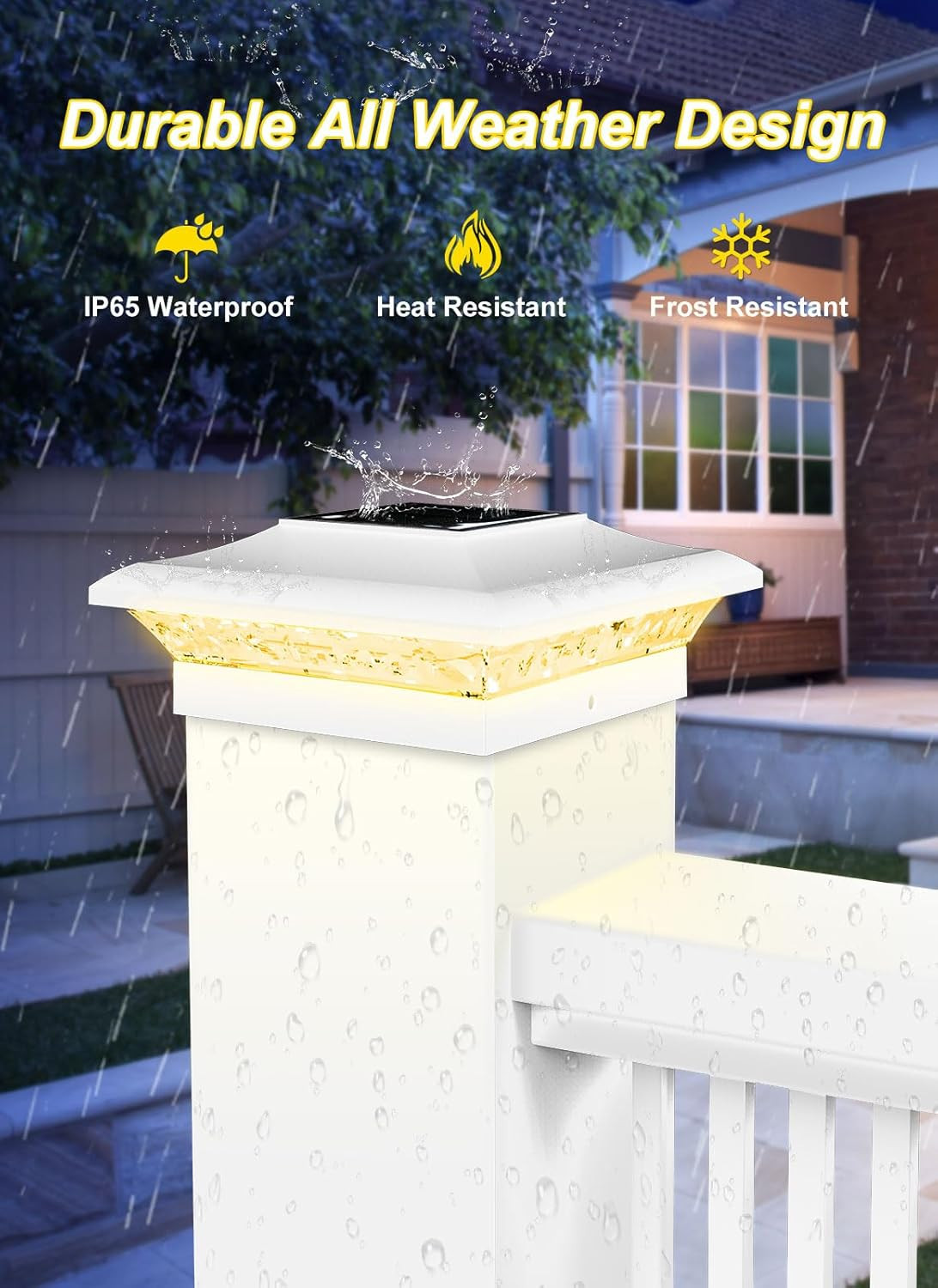 T-SUN 4×4 Post Cap Lights 6 Pack for Vinyl/Wooden Fence,Outdoor Waterproof Warm