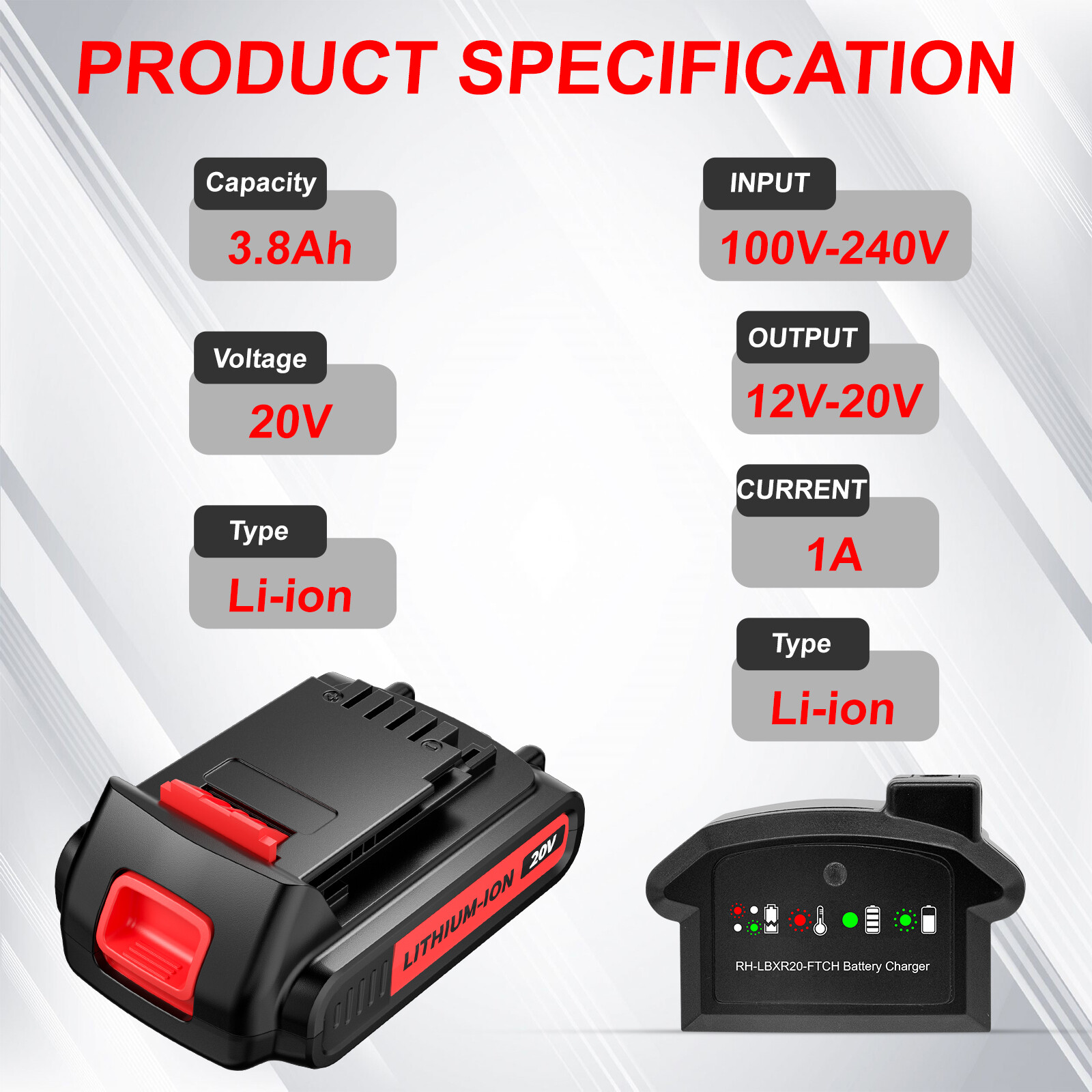 2Pack 20V Lithium-ion 1.5Ah Battery for BLACK+DECKER 20 Volt LBXR20 LBX20 LB20