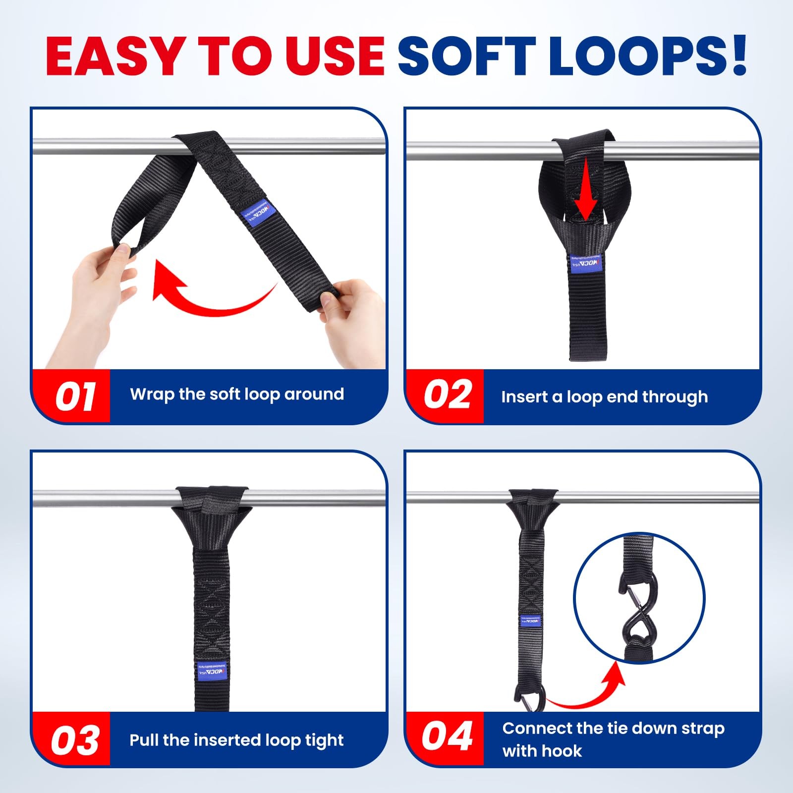 MOCA 6-Pack Soft Loop Tie Down Straps 12000 Lbs Breaking Strength 1.6 x 17 in…