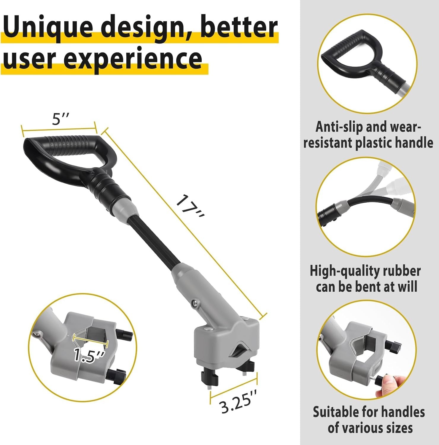 Universal Snow Shovel Handle Extension Ergonomic Back Saver Grip Gardening Tools